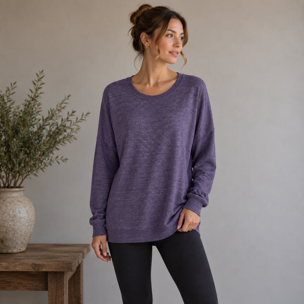 Calia Purple Scoop Neck  Side Zip Athletic  Sweatshirt Small